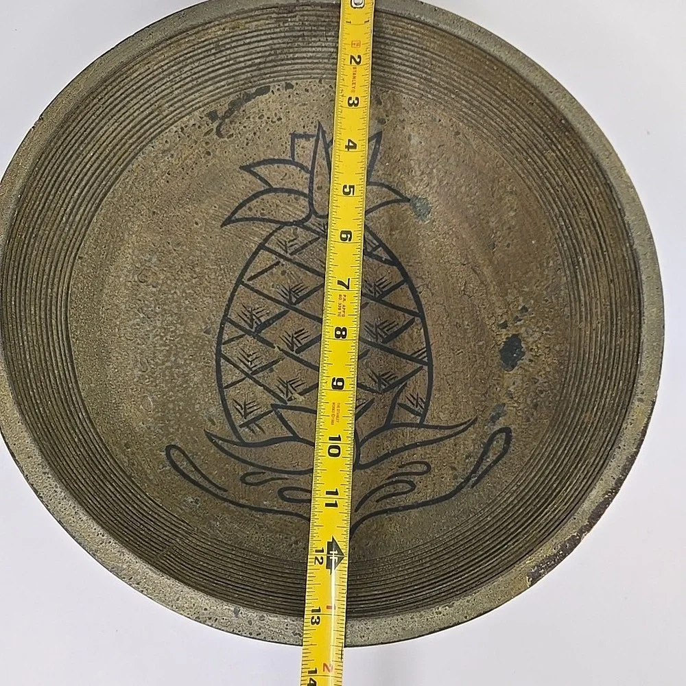 Large Wood Pineapple‎ Design Serving Bowl